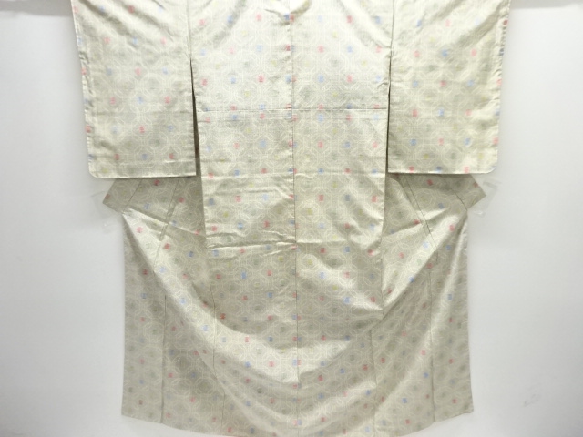 未使用品　幾何学模様織り出し十日町紬着物